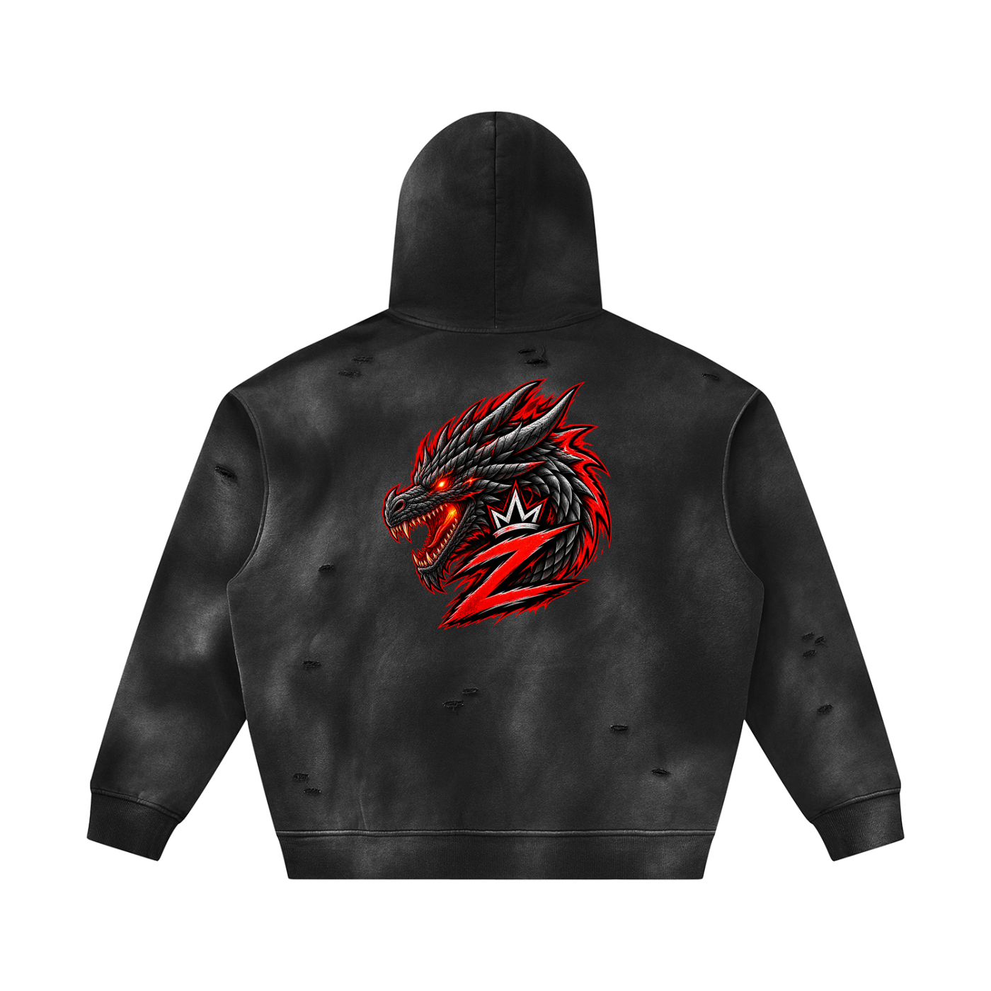Unisex Sunfade Frayed Fleece Hoodie