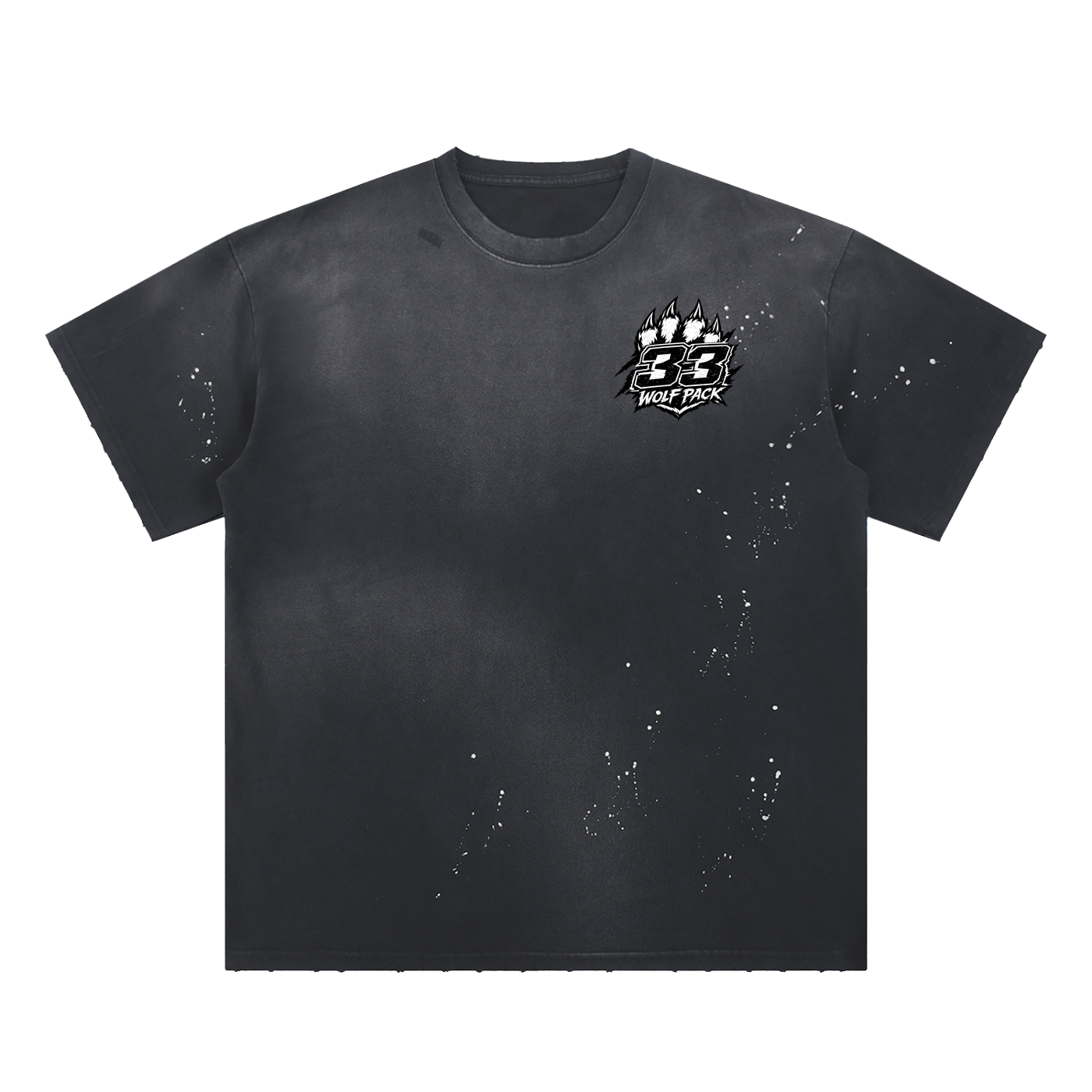 33WolfPack - Hand-Frayed Sunfade Paint Splatter T-Shirt