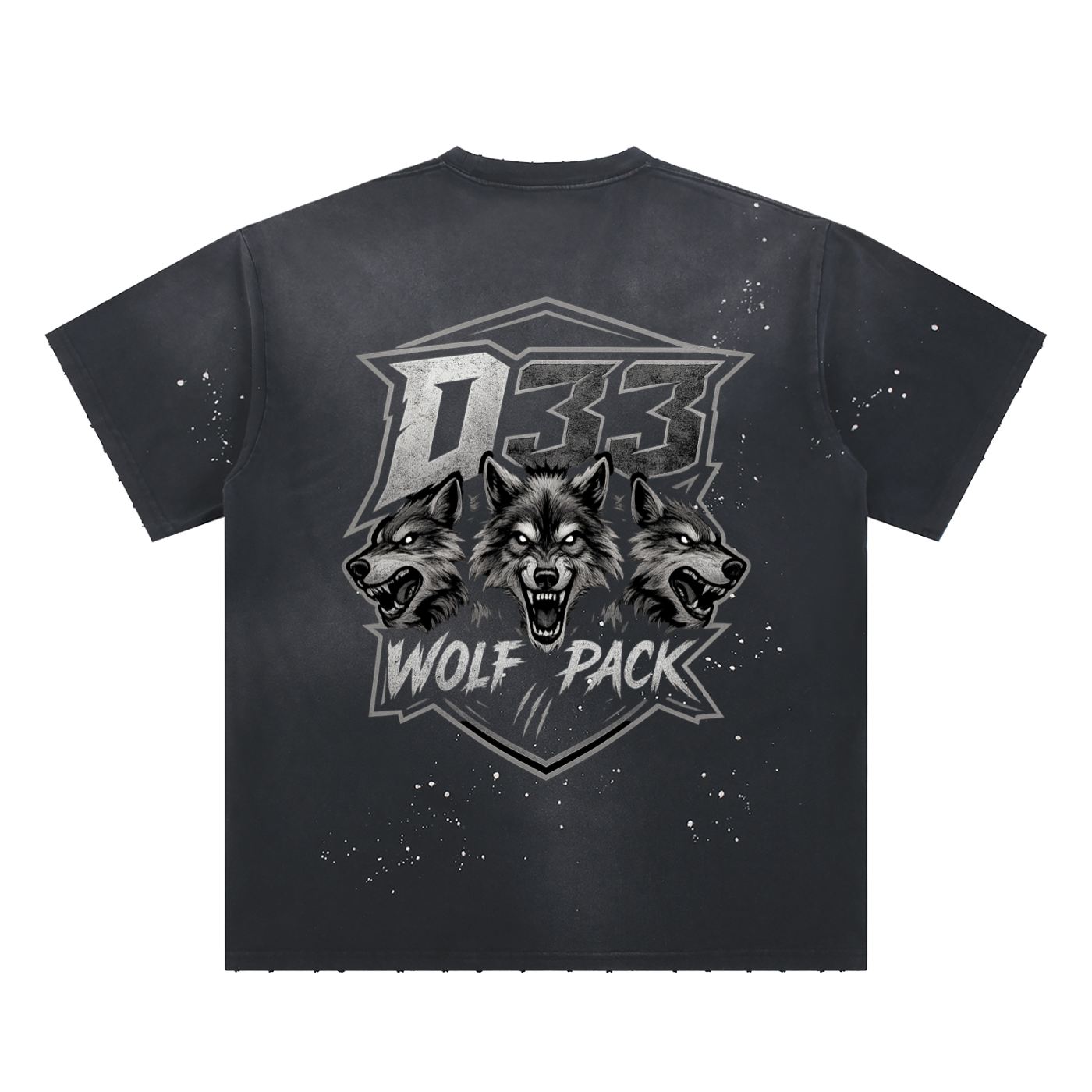 33WolfPack - Hand-Frayed Sunfade Paint Splatter T-Shirt