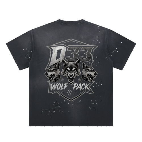 33WolfPack - Hand-Frayed Sunfade Paint Splatter T-Shirt